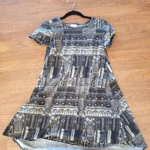 Lularoe Carly dress size XXS black and gray Aztec